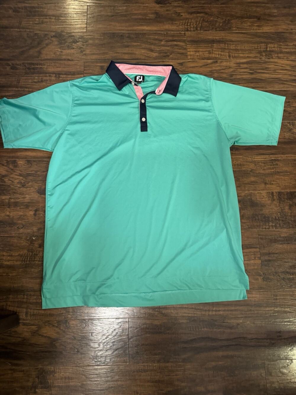 FootJoy Green Large Golf Performance Polo Contrast Collar & Placket Sz:2XL